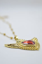 Winged heart with burgundy enamel and zircons - Image 4