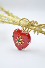 Red enamel heart with zircons