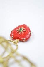 Red enamel heart with zircons - Image 3