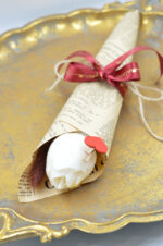 Handmade scented soy candle tulip in a bouquet