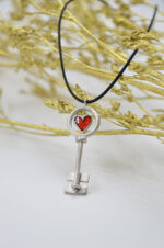 Acme Art Handmade heart key necklace 925 silver with enamel - Image 2