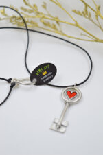Acme Art Handmade heart key necklace 925 silver with enamel - Image 3