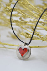 Acme Art Handmade heart in circle necklace 925 silver with enamel - Image 3
