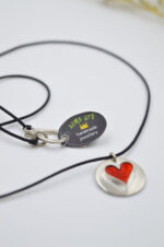 Acme Art Handmade heart in circle necklace 925 silver with enamel - Image 2