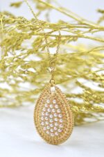 Drop shaped necklace with stainless steel chain - Image 2