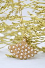 Fan shaped necklace with stainless steel chain - Image 3
