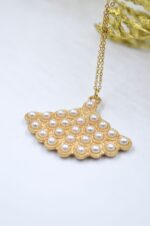 Fan shaped necklace with stainless steel chain