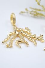 Gold plated coral earrings with zircons - Image 6