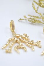 Gold plated coral earrings with zircons - Image 5