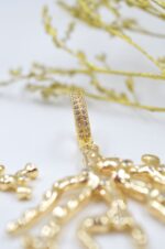 Gold plated coral earrings with zircons - Image 4