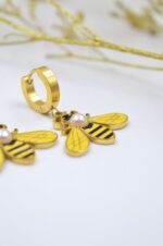 Stainless steel bee earrings with enamel - Image 3