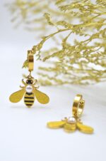 Stainless steel bee earrings with enamel - Image 4