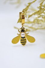 Stainless steel bee earrings with enamel