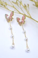 Stainless steel butterfly earrings with enamel