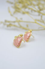 Strawberry earrings made of stainless steel and pink enamel - Image 3