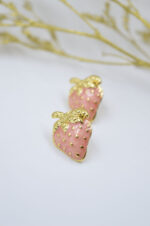 Strawberry earrings made of stainless steel and pink enamel - Image 2