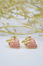Strawberry earrings made of stainless steel and pink enamel