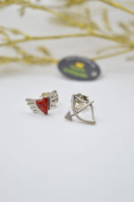 Acme Art Handmade earrings winged heart arrow 925 silver with enamel