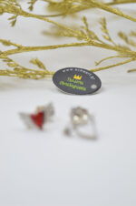 Acme Art Handmade earrings winged heart arrow 925 silver with enamel - Image 2