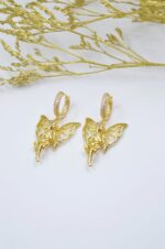 Gold plated angel shaped earrings with zircons - Image 4