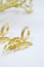 Gold plated angel shaped earrings with zircons - Image 2