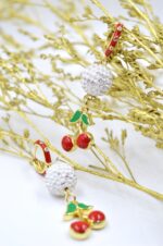 Gold plated cherry shaped earrings - Image 3