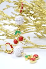 Gold plated cherry shaped earrings - Image 2