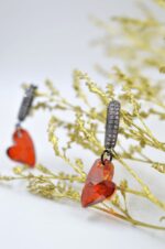 Black plated earrings with red Swarovski heart - Image 2