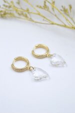 Gold plated earrings with transparent Swarovski heart