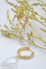 Gold plated earrings with transparent Swarovski heart - Image 2