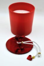 Candle in a red jar with a plexiglass heart lid Love - Image 7