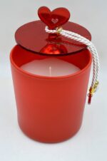 Candle in a red jar with a plexiglass heart lid Love - Image 6