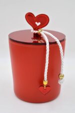 Candle in a red jar with a plexiglass heart lid Love - Image 2