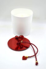 Candle in a white jar with a plexiglass heart lid Love - Image 2