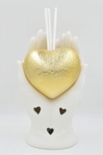 Decorative hand scented room diffuser with golden heart & LED