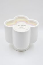 Ceramic flower shape vase with candle white - Image 3