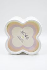 Ceramic flower shape vase with candle white - Image 4