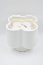 Ceramic flower shape vase with candle white