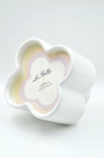 Ceramic flower shape vase with candle white - Image 2