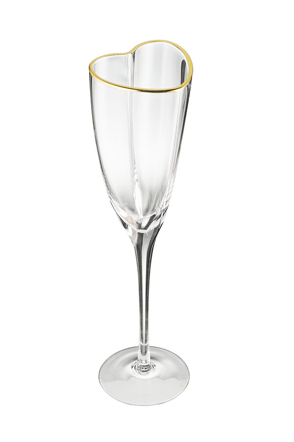 Ποτήρι σαμπάνιας σε σχήμα καρδιάς με χρυσή γραμμή