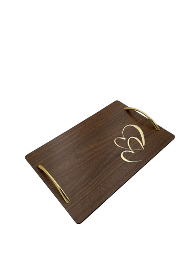 Ξύλινος δίσκος με χρυσό plexiglass Καρδιές