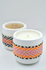 LASKARO Handmade decorative woven jar with scented soy candle