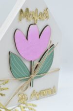 Wooden table decoration with tulip Mom I love you - Image 2