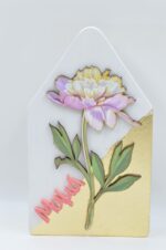 Wooden table decoration with flower for Mom
