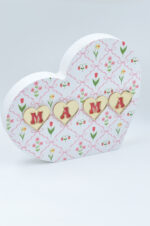 Wooden decorative piece heart with plexiglass and flowers for your Mother