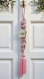 Tulupani handmade pink hanging charm with a house "Good Luck"